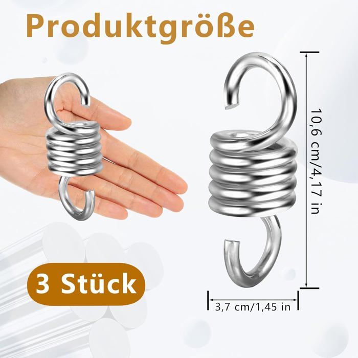 Linxor - Lot de 2 crochets à ressort pour suspension, balançoire, hamac