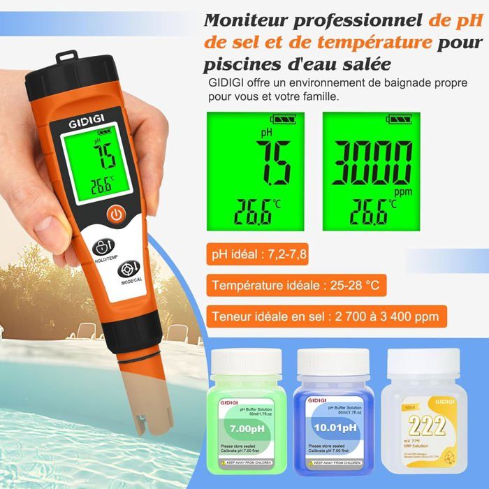 Testeur de chlore et pH pour piscines, testeur de sel pour piscines — free download
