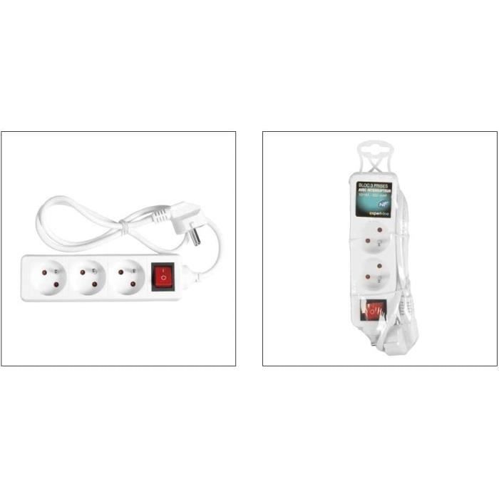Multiprise Electrique avec Interrupteur Individuel,3 Prises avec  interrupteur Prise Multiple Murale avec 3 USB Chargeur,[Z553] - Cdiscount  Bricolage