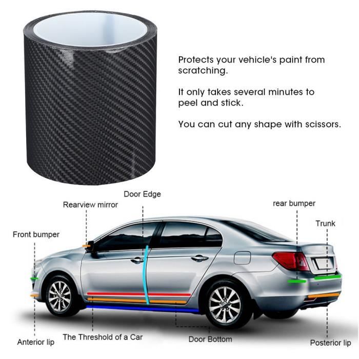 Personnalisation De L Auto - Autocollant Fibre Carbone Protecteur  Pare-Chocs Bande D Autocollant - Cdiscount Auto