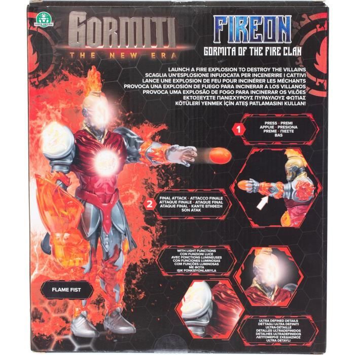 Figurine Gormiti Fireon Articulée 15 Cm - 9 Points D'Articulation, Fonction Attaque, Pour Enfants Dès 4 Ans