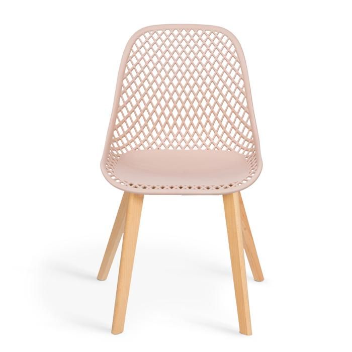 Lot De 6 Chaises Mila Mix Color Pastel - Rose X2, Gris Clair X2, Beige X2 - Velours Moderne