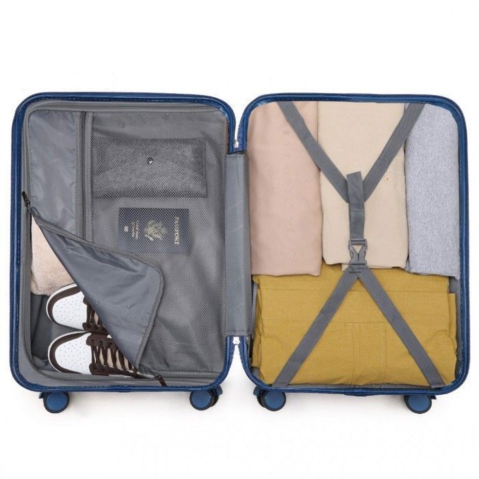 Valise Cabine 38 L Marine – Rigide Polypropylène 56x37x22 Cm, 4 Roues 360°, Serrure TSA, Bagage Léger & Robuste British Traveller