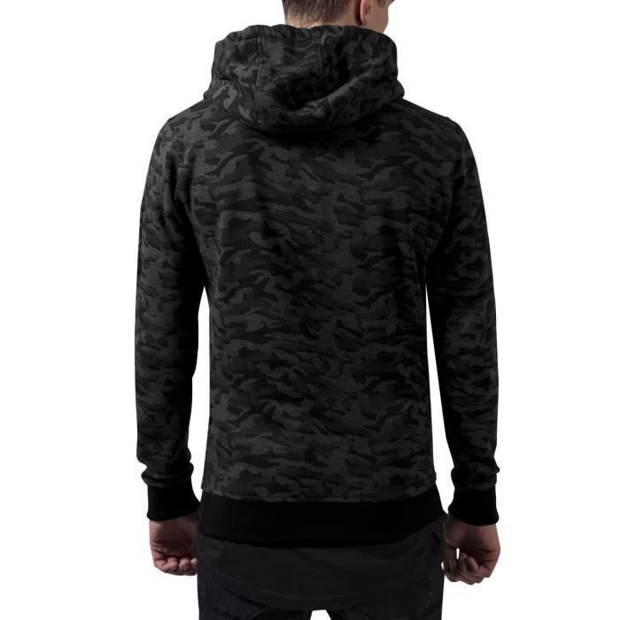 Hoody - Urban Classics - SWEAT BOMBER - Camo - Regular Fit - Poche Zippée Noir - Prêt-à-Porter