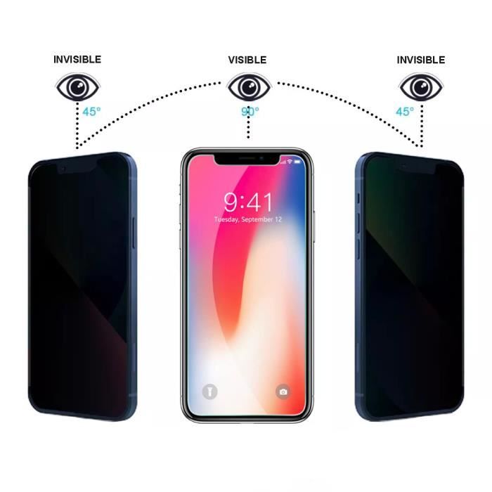 Film Protecteur iPhone 11 Pro/iPhone X/XS en Verre trempé Privacy