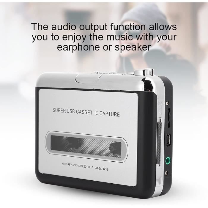 Cassette vers lecteur MP3, enregistreur de cassette audio vocal personnel  portable Convertisseur de bande numérique en MP3 Adaptateur de cassette  USB
