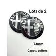 2x Insigne LOGO 74mm pour ALFA ROMEO noir chrome emblème-3