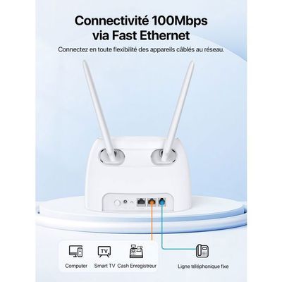 Tenda 4G06 Routeur 4G LTE 300Mbps Avec Téléphonie VoLTE - Box 4G Plug & Play SIM
