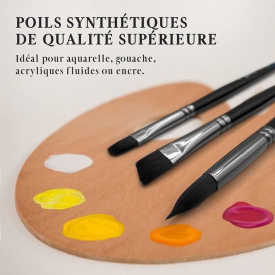 Lot De 8 Pinceaux De Peinture à Poils En Nylon Pour étudiants