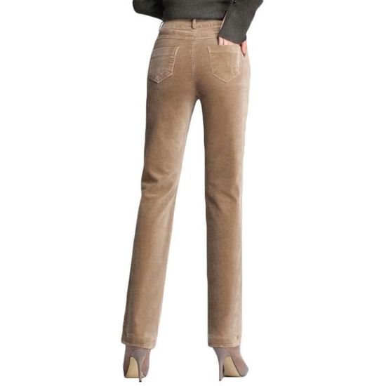 Pantalon velours sales femme coupe droite