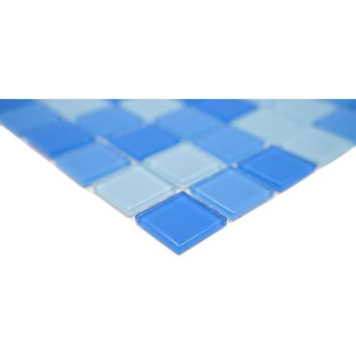 Carreau De Mosaïque En Pâte De Verre Bleu Foncé - Format 20x20mm, Finition Brillante - Pour Sol Et Mur (réf. WB200-A15-N)