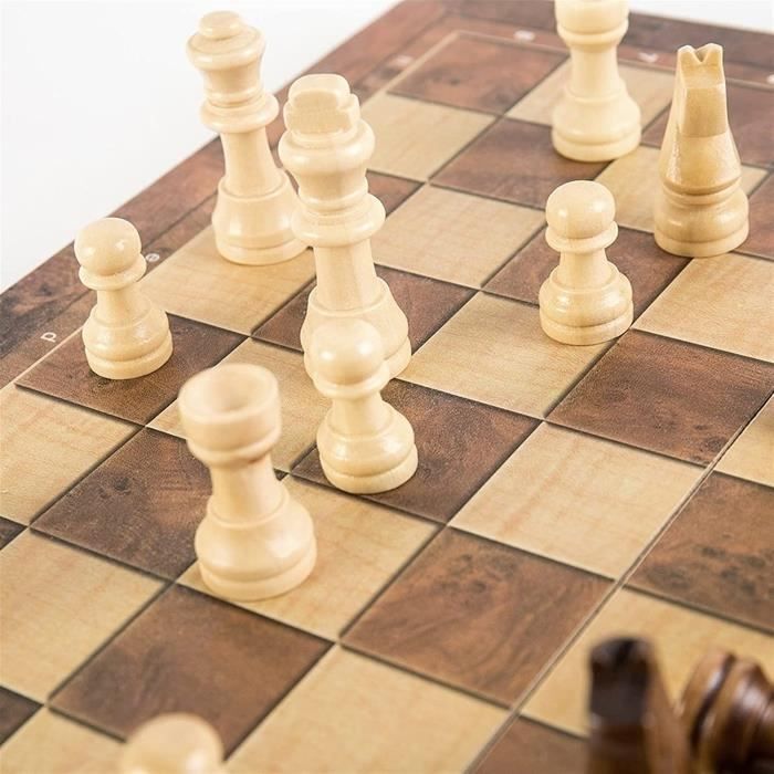 Icegrey Echecs en Bois Pliant Jeux Traditionnels Rangement Portable Echiquier International pour Enfants et Adultes Voyage en Plein air à l' école 24x24cm