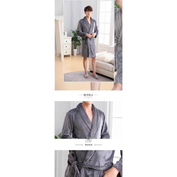 Robe de Chambre Homme Polaire Chaude Peignoir Homme bleu LC Bleu Cdiscount Pret a Porter