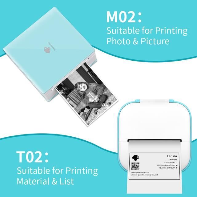 T02 Mini Imprimante - Mini Imprimante Autocollant, Imprimante
