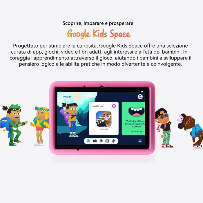 Tablette Enfant AngelTech Pro Max 8'' HD – 4+3Go RAM, 64+64Go ROM, Octa Core, Android 13 – Pack Avec Casque Over-Ear, Contrôle Parental