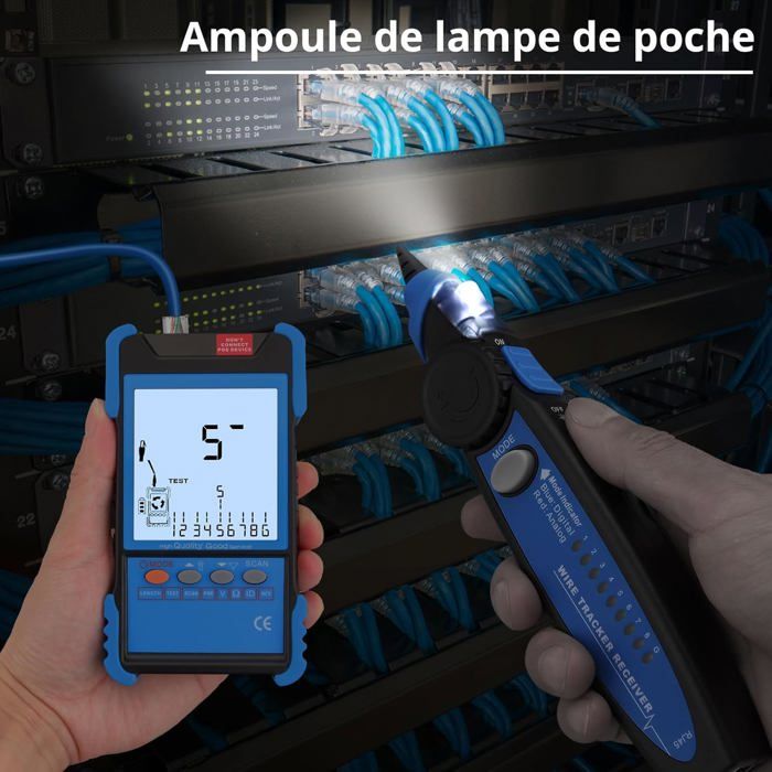 Testeur Rj45 Debit Testeur de Câble Réseau RJ45 RJ11 Testeur Multifonction avec Écran LCD ...
