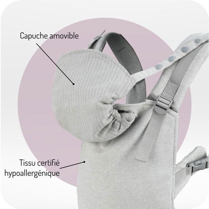 Porte-bébé Ergonomique HelloCreate - Avant & Arrière - Tissu Coton Respirant - 0 à 36 Mois - Gris