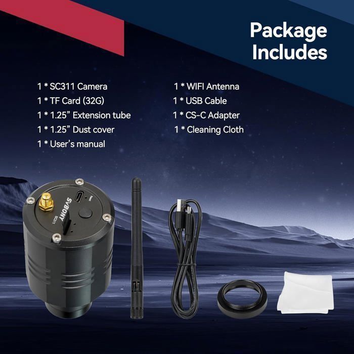 Fotocamera Astronomica Svbony SC311 WiFi – Sensore IMX662 2.1MP, Esposizione 30s, Batteria 2500mAh E Scheda 32GB - 3