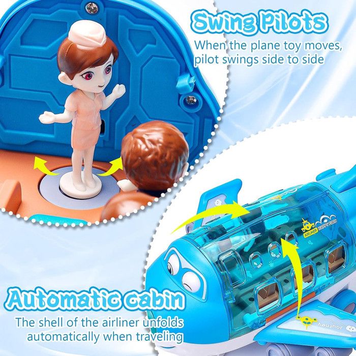 Modèle D'avion Jouet Pour Enfants – Hélicoptère Avec Roues Universelles, Sons Et Musique, Cadeau éducatif D'apprentissage Précoce Pour Garçons Et Filles