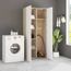 Meuble A Casier Armoire De Rangement Blanc Et Chene Sonoma 80x35 5x180 Cm Achat Vente Armoire De Chambre Meuble A Casier Armoire De Cdiscount