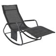 SoBuy® OGS47-MS Fauteuil à Bascule Transat de Relaxation Chaise Longue Bain de Soleil Rocking Chair avec Pochette latérale-0