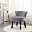 Chaise - pieds en chêne - coiffeuse - dossier confortable en tissu velours - maison moderne style simple 45x38x58cm gris-0