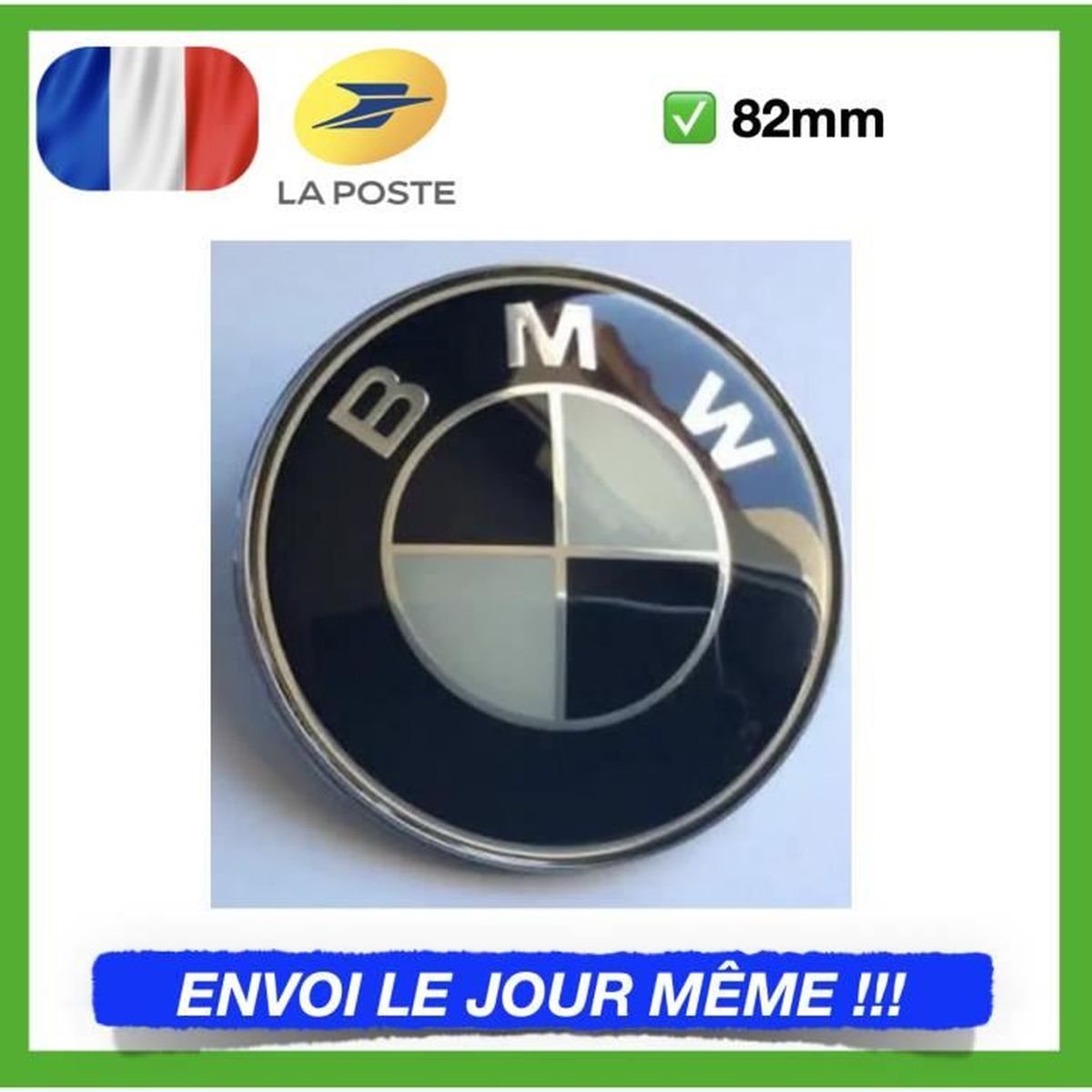 Logo Emblème BMW 82 Mm Pour Capot - Compatible E46, E90, E92, E60, E34, E36, E39 - Couleur Bleue Neuve