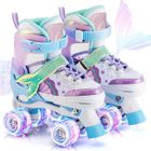 LANTHOUR Patins à Roulettes, Patins Quad-Roller fille/femmes/enfants/garçon roues lumineuses - Roller en ligne ajustables, Violet 35-38 (M)