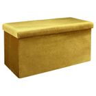 The Home Deco Factory - Coffre banc pliable design velours Giulia - Jaune moutarde