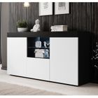 DESIGN AMEUBLEMENT Buffet Bahut 3 portes avec LED | 150 x 83 x 40 cm | Couleur Noir et Blanc mate | Meuble de rangement | Modèle NATOLIA