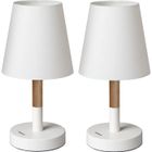 TOMONS Lot de 2 Lampes de Chevet LED - Bois et tissu - Blanc