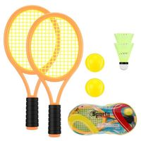 Raquette de Tennis pour Enfants,2 en 1 Ensemble Raquette de Badminton avec 2 Balles de Tennis et 2 Badminton,Portable Sports