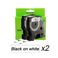 2 Pack DYMO D1 45013 Noir Sur Blanc 12mm x 7m Ruban Cassette Compatible pour Dymo LabelManager 100 110 120P 150 LabelPoint 100 150