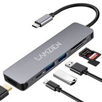 LAMZIEN Hub USB C 6 en 1 Adaptateur TypeC Hub pour MacBook Notebook Laptop (1*HDMI,1*USB-C PD,1*SD et Micro SD/TF,2* USB 3.0 Ports)