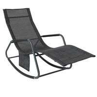 SoBuy® OGS47-MS Fauteuil à Bascule Transat de Relaxation Chaise Longue Bain de Soleil Rocking Chair avec Pochette latérale