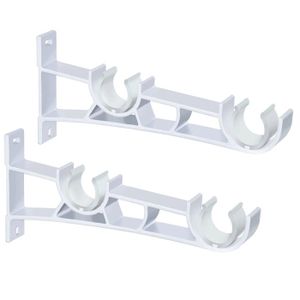 Gvivej Lot De 2 Supports Muraux Réglables Pour Tringle à Rideaux, Avec Vis, Pour Chambre à Coucher, Armoire, Blanc