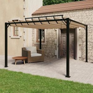 TONNELLE - BARNUM Tonnelle avec toit à persienne 3x3 m Taupe Tissu aluminium-AKO7802103953497