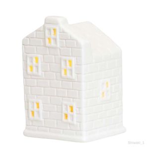 BOUGEOIR - CHANDELIER Bougeoir Maison en Céramique avec LED Blanc Stand 