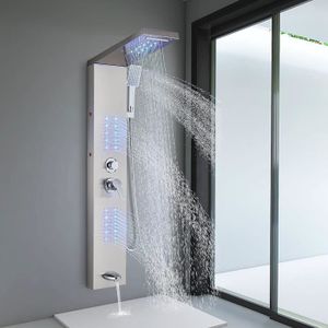 COLONNE DE DOUCHE Colonne de douche hydromassante LED mode eau de 5 fonctions douche de pluie cascade douche arrière eau de la baignoire avec écran