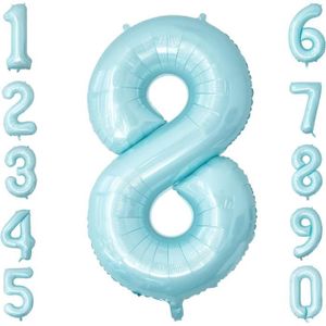 BALLON DÉCORATIF  Ballon Numéro 8 Bleu Perle 40 Pouces - Anniversair