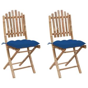 FAUTEUIL JARDIN  Soldes ®1391Lot de 2 Chaises pliables de jardi|Fauteuil de Jardin| Fauteuil Relax Chaise d'extérieur avec coussins Bambou
