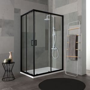 CABINE DE DOUCHE BOX DOCCIA 80X120 PROFILO NERO OPACO CRISTALLO TRA