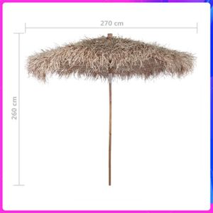 PARASOL 270 cm Parasol en bambou avec toit en feuille de b