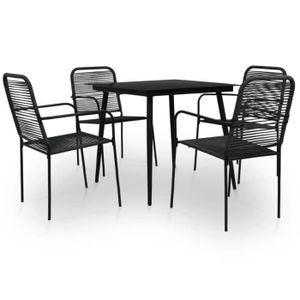 Ensemble table et chaise de jardin Mobilier à dîner d'extérieur 5 pcs Corde en coton et acier Noir - DIO7380739367418