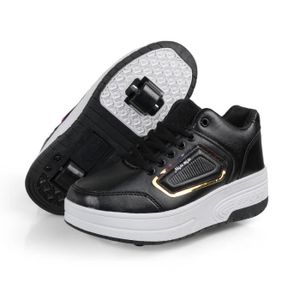 XRDSHY Chaussures avec Roues pour Filles Basket Garcon Chaussures de  Skateboard Patins à roulettes Rollers pour Enfants,Black2-EU31 : :  Mode
