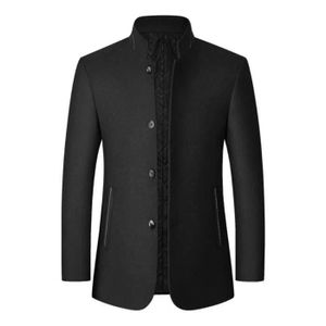 VESTE AY™ Veste coupe-vent de couleur unie pour hommes, veste d'affaires épaisse à col montant pour hommes - noir