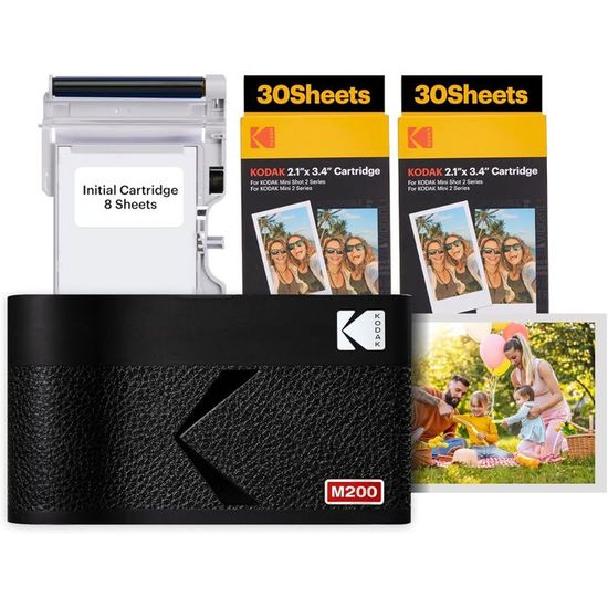 3 Retro Imprimante Photo KODAK Mini 2 Era - Portable 4PASS Avec 68 Feuilles (5,3x8,6cm) Cartouche Polaroid