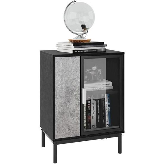 SogesHome Meuble de Rangementavec Porte en Verre Simple et étagères