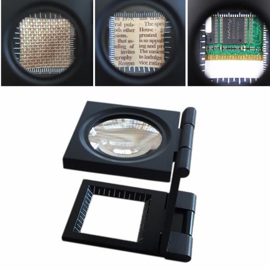 Loupe De Table Compte-fils Pliable - Grossissement 10x - Pied En Métal, Verre Optique - Pour Bijouterie, Horlogerie, Artisanat