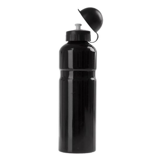 Bidon 750ml noir Aluminium gourde avec capuchon plastique sans BPA idéal randonnée vélo camping
